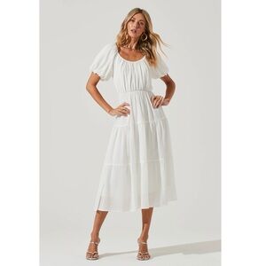 ASTR SMOCKED TIERED MAXI DRESS